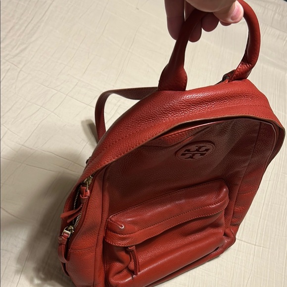 Tory Burch Red Leather Backpack - Picture 1 of 14